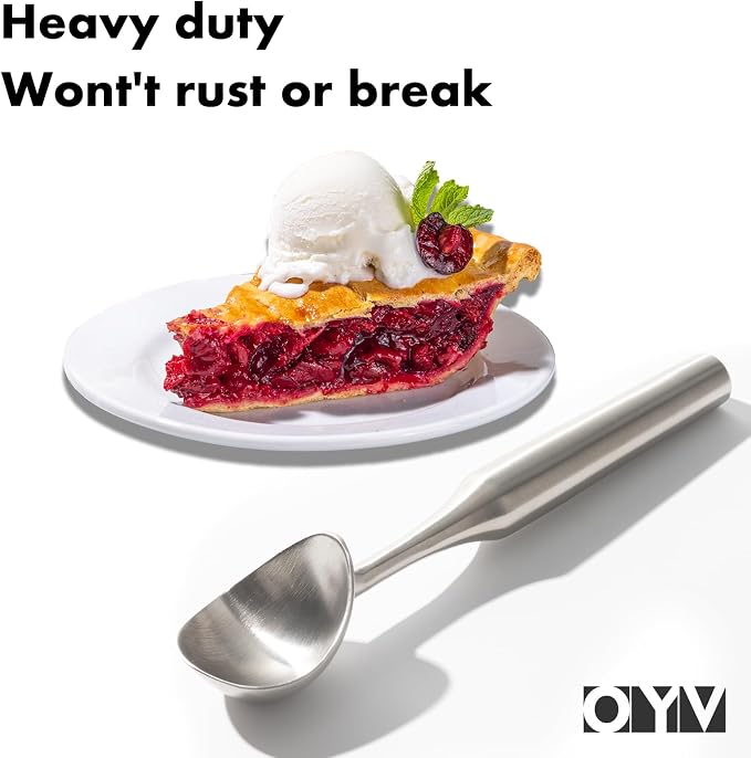 OYV 304 Stainless Steel Ice Cream Scoop, Ergonomically Designed Handle for Comfort, Heavy Duty Ice Cream Scooper, One-Piece Design Ice Cream Scoops, Dishwasher Safe