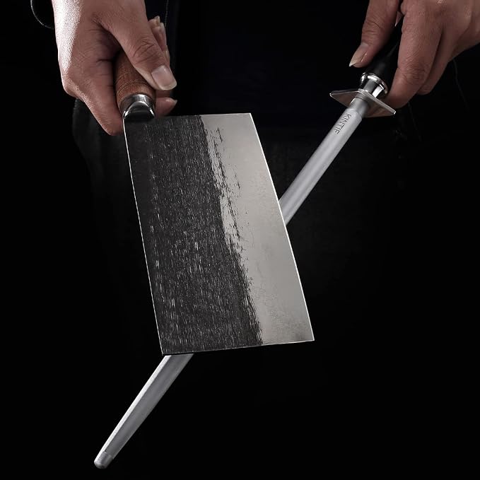 Honing Steel Professional Knife Sharpeners,12 inch Sharpening Steel Honing Rod,High Carbon Sharpening Rod, Fine Lines, High hardness, Wear Resistant, knife sharpening