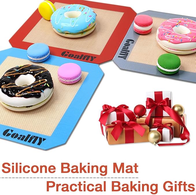 Silicone Baking Mat for 8 Inch Brownie Pan, 3 Pack | Non-stick, Heat-resistant, Reusable, For Oven, Toaster, Baking Pan, Air Fryer