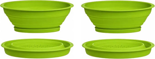Progressive International 3.5 Cup Collapsible Mini Fruit Vegetable Colander Strainer Water Drainer (Green, 2- Pack)