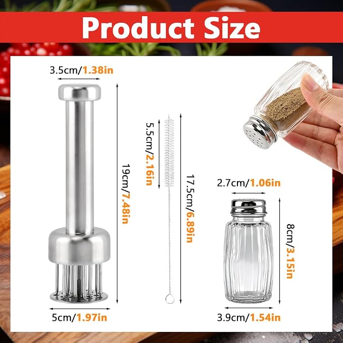 Stainless Steel Meat Tenderizer, 21-Needle Mallet for Chicken/Beef, Easy-Grip