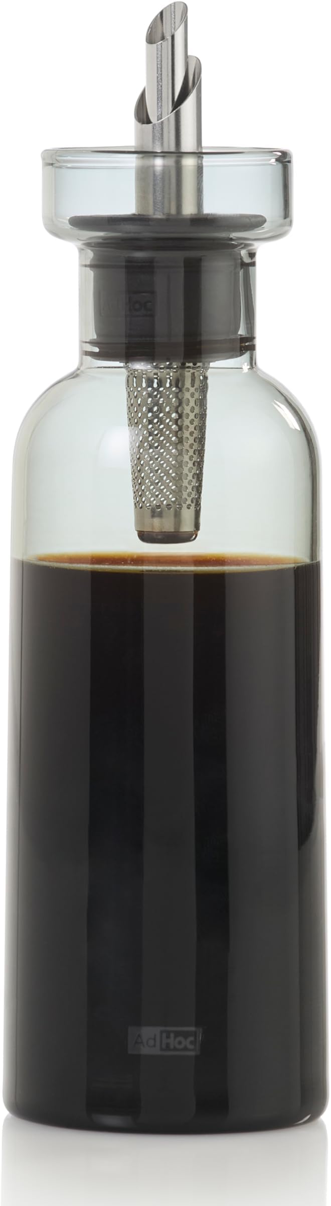 AdHoc AromaPour Grey Glass Oil and Vinegar Bottle Set, 2x 300ml Filtered Non-Drip Dispenser for Oil and Vinegar, Dishwasher Safe,