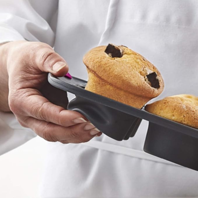 Trudeau Silicone Muffin Pan, 12 Cavities, Fuchsia (Model: 05115197KR)
