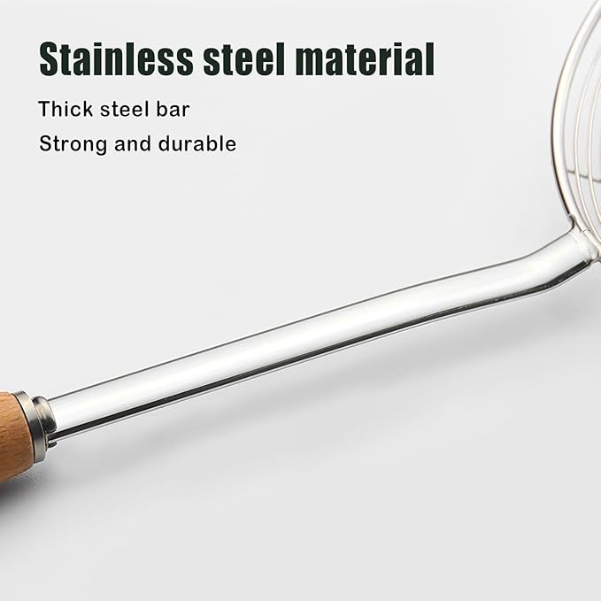 Spider Strainer & Slotted Spoon, 7.1 inch Skimmer, Stainless Steel Frying Spatula - Large Kitchen Cooking Tool