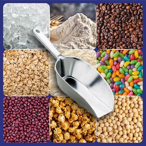 HIC Kitchen Flat Bottom Food Utility Scoop, 7.5-Inch, 185-Millimeter, Set of 2, Commercial-Grade Anodized Cast Aluminum