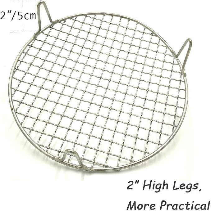 Round Grill Barbecue Net, 2" Height Wire Steaming Cooling Rack, Wire Pan Grate, Baking Rack, Icing Rack, Round Shape - 13 ¾ Inch Diameter (350mm/13.8")