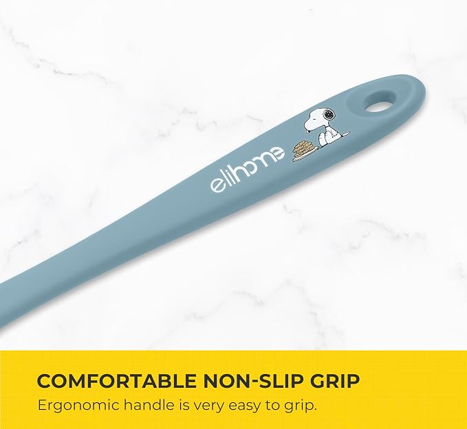 Elihome × Peanuts Silicone Basting Brush (8.75”) – Heat Resistant to 600°F, Food-Grade Platinum Silicone, Seamless 1-Piece Design, Non-Stick Safe, Dishwasher Safe,Teal Grey
