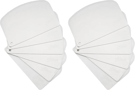Ateco 1303 Bowl Scraper Set, Flexible Food-safe Plastic, White, 6-Pieces (Pack of 2)