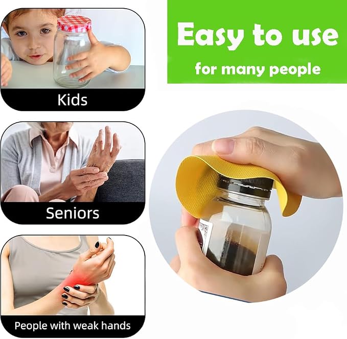 6-Pack Rubber Jar Opener Bottle Gripper Pads | Non-Slip, Multi-function, Easy-Open Lids for Seniors, Arthritis & Weak Hands (Square, 6-Pack)