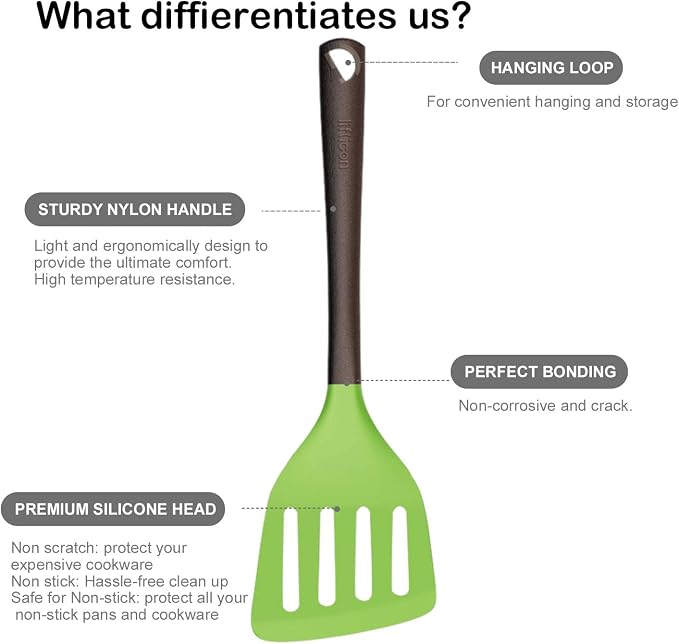 Liflicon Silicone Slotted Turner Spatula Perfect for Fish SpatulaFlipper and Omelet Turner Heat Resistant Up to 446 Degree Fahrenheit Kitchen Utensils Slotted Turner for Cooking-Chacha Slotted Turner