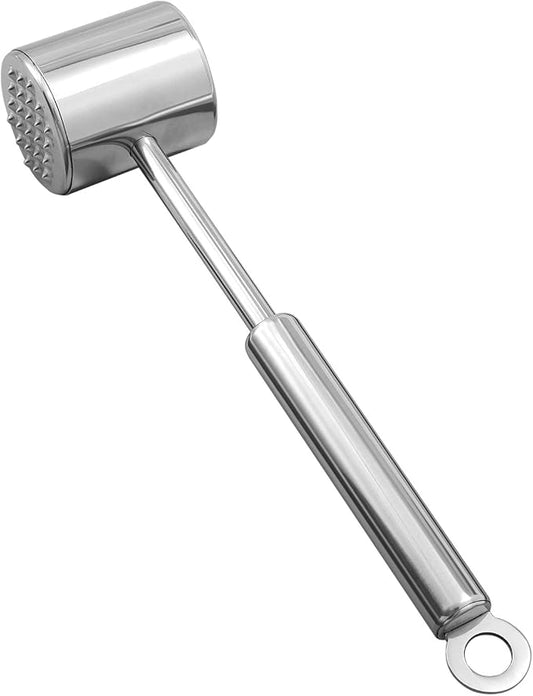 Meat Tenderizer Tool - Dual Sided Stainless Steel Mallet Hammer with Ergonomic Handle for Tenderizing & Flattening Meats