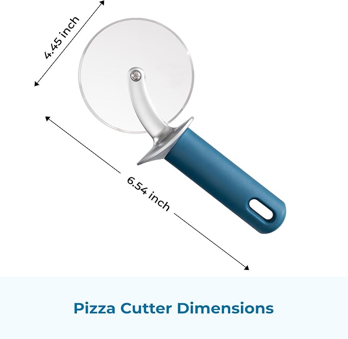 OOU Pizza Cutter, Stainless Steel Wheel Slicer with Premium Zinc Alloy Construction, Ergonomic TPE Non-Slip Grip Handle, Dishwasher Safe, Blue