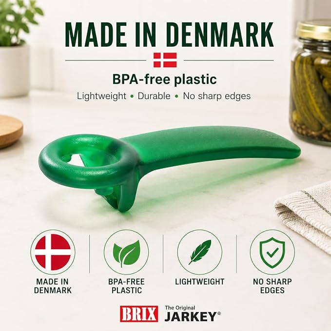 Brix Original Easy Jar Key Opener, Frosted Green, Vacuum-Seal Release Tool For Stubborn Lids, Arthritis And Carpal Tunnel Aid