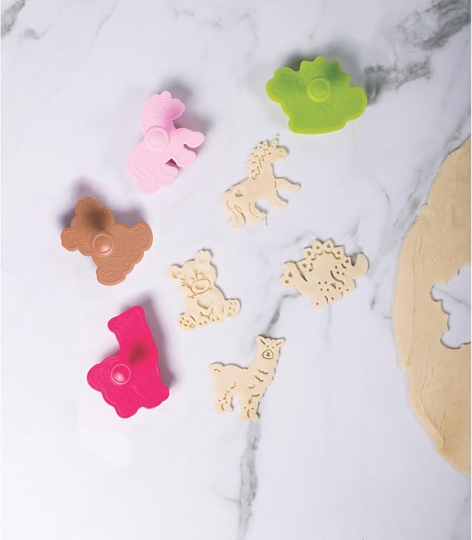 Mrs. Anderson's Baking Animal Cookie Cutters, Set of 4, Spring-Action Embossing Cutters For Cookies, Fondant, And Pastry Dough
