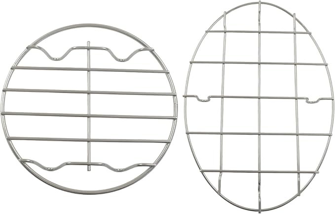 Murtenze 2 Pack Stainless Steel Cooling Rack, 9.8 x 6.7" Oval & 6" | Round Roasting Rack, Kitchen Baking, Roasting, Steaming