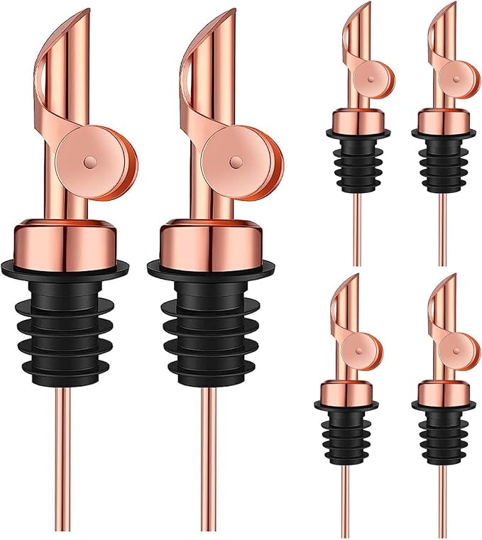 Pafuen 6 Pack Liquor Pour Spout, Oil Pourer, Olive Oil Pour Spout for Olive Oil Dispenser (Rose Gold)