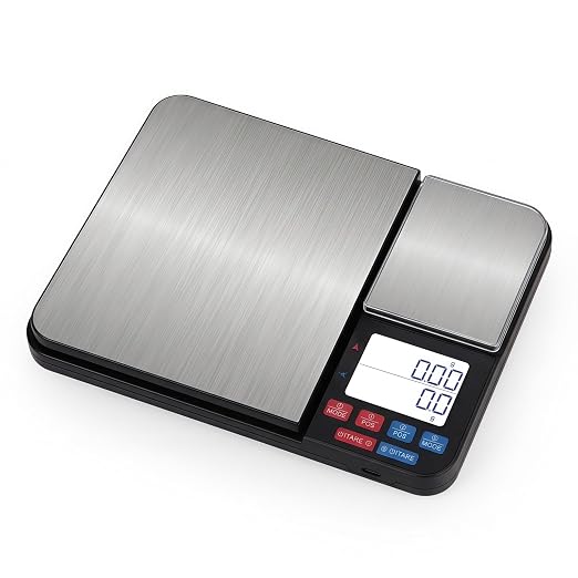 Partyreal Dual Platform Digital Kitchen Scale, High Precision Food Scale with Tare, Unit Conversion, Backlit Display, USB-C Rechargeable (Cable Included) + AAA Backup Black