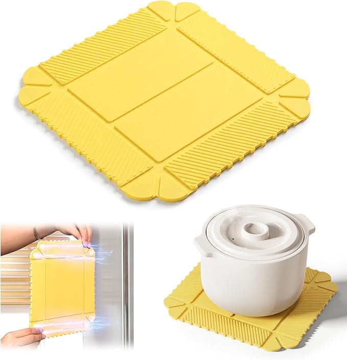 Magnetic Silicone Trivet & Pot Holder, Kitchen Heat Resistant Mat | Trivets for Hot Dishes, Hot Pots & Pans, Non-Slip Hot Pads for Countertops & Dining Table & Oven, Jar Opener & Spoon Rest