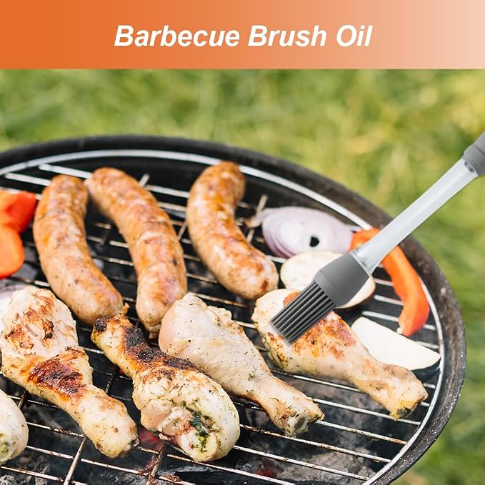 2PCS Silicone Oil Brush Basting Pastry Brush for Grilling BBQ Baking,2025 Silicone Oil Brush Basting Brush for Cooking,Pastry Brushes for Baking Cooking Kitchen Gadget Home Outdoor Use (3PC)