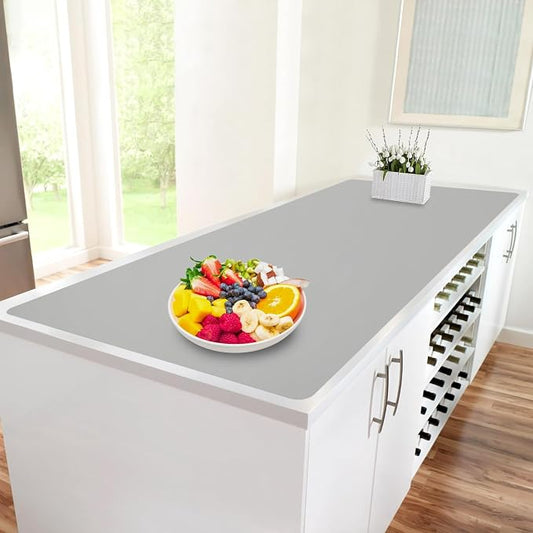 Large Silicone Mat, 84”x24” Heat Resistant Mats for Countertop, Cuttable Waterproof Kitchen Counter Mat, Multipurpose Countertop Protector Mat, Silicone Mats for Kitchen Counter (Gray)