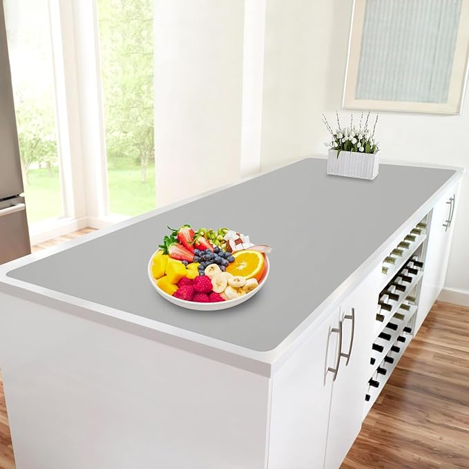 Extra Large Silicone Mat, 72”x16” Heat Resistant Mats for Countertop, Cuttable Waterproof Kitchen Counter Mat, Multipurpose Countertop Protector Mat, Silicone Mats for Kitchen Counter (Gray)
