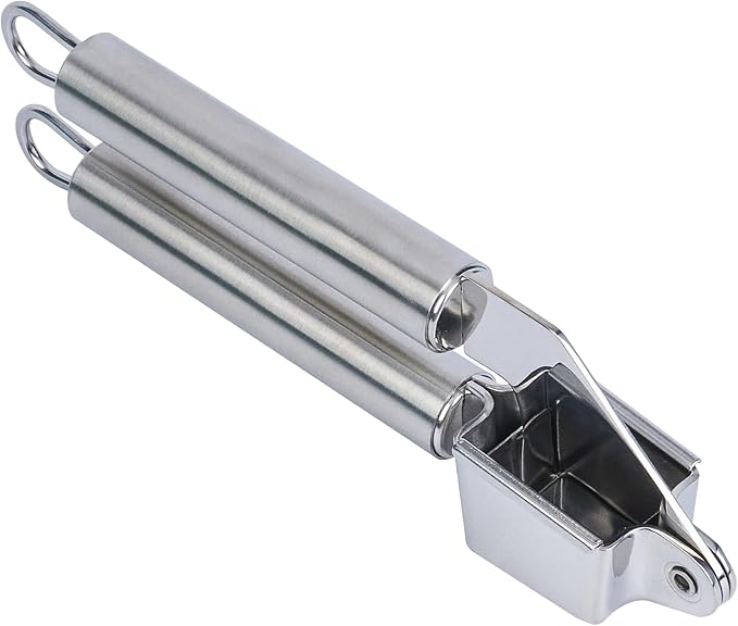 Restaurantware Stainless Steel Garlic Press - German Standard Garlic Mincer Tool Easy to Squeeze and Clean, Dishwasher Safe - Heavy Duty Garlic Chopper Tool for Ginger, Seeds