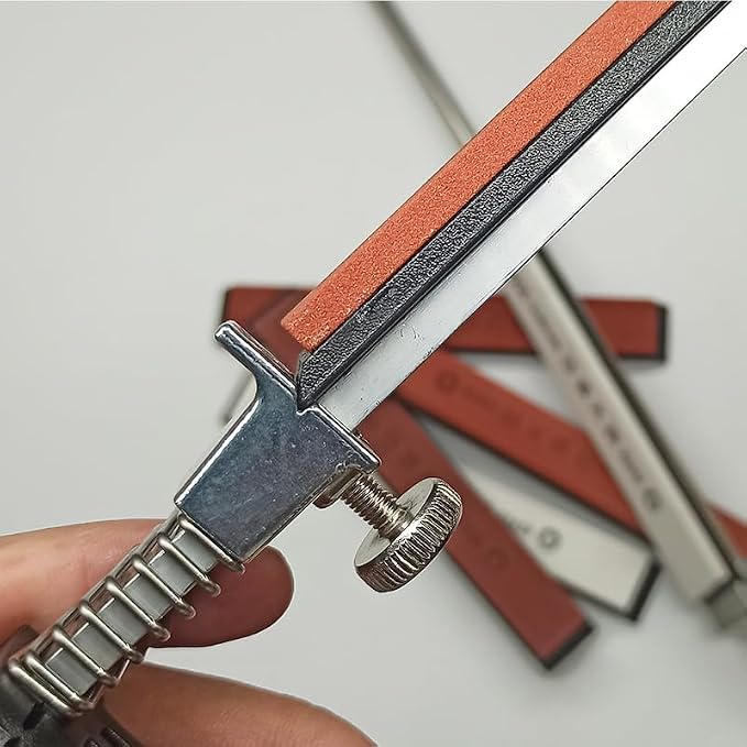 Knife Sharpener Professional Stainless Steel Kitchen Chef Knife Sharpener,Home Knife Sharpening Kit, Abrasive Holding System Tools (A)