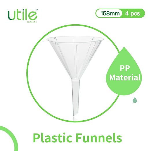 Utile 4pcs Plastic Analytical Funnel Set, PP Material, Top Diameter 98mm, Small Funnel for Lab Bottles, Recreational Activities 4512.0017.4
