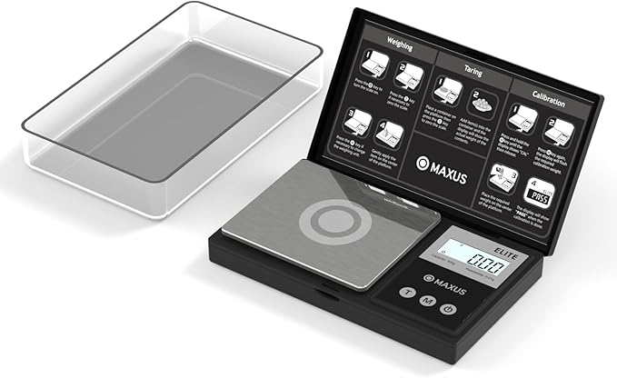 Digital Pocket Gram Scale 500g x 0.01g High Precision with Tray | Weighs Small Food, Jewelry, Ounces, Grains, LCD Display, Tare Function