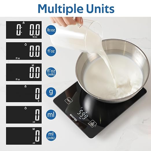 Waterproof Food Scale, 22lb Kitchen Scale, IP67, Rechargeable, Black | 1g Precision, Premium Tempered Glass, Clear LED Display, 6 Units, Tare, Ideal for Baking, Cooking, Making Sourdough Bread