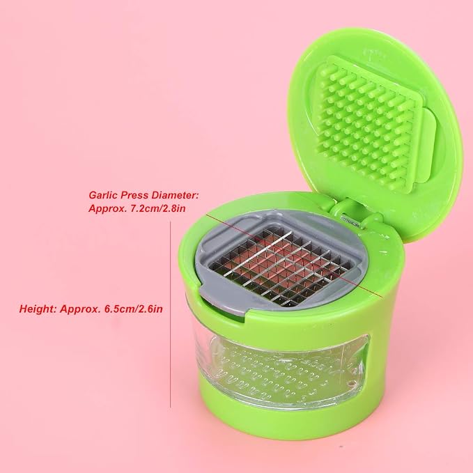 Garlic Chopper Roller, Garlic Press and Peeler Ginger Cutter Mincer with Stainless Steel Blades Kitchen Gadget Tool Set Green