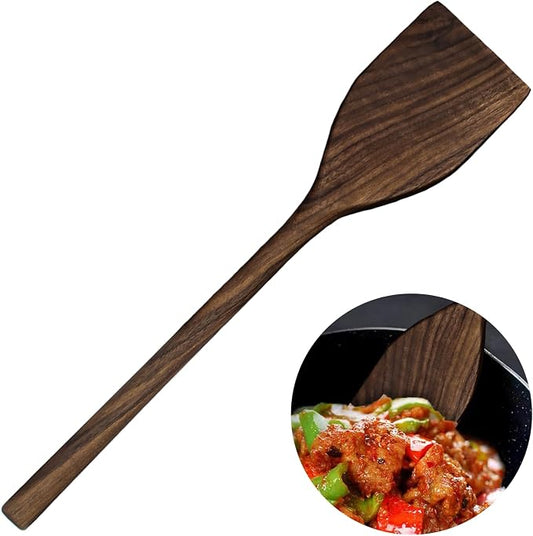13.5" Walnut Wood Spatula, Large Wooden Spatula for Cooking, Long Handle Flat Spatula, Non-Stick Wooden Scraper, Turner for Frying, Flipping & Scraping-Great for Big Frying Pan