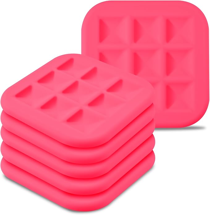 Silicone Trivets for Hot Pots and Pans, Pot Holders Hot Pads 6 Pack Silicone Mats for Kitchen Counter, Soft Durable Drying Mat, Jar Opener and Coasters (Pink)