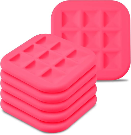 Silicone Trivets for Hot Pots and Pans, Pot Holders Hot Pads 6 Pack Silicone Mats for Kitchen Counter, Soft Durable Drying Mat, Jar Opener and Coasters (Pink)