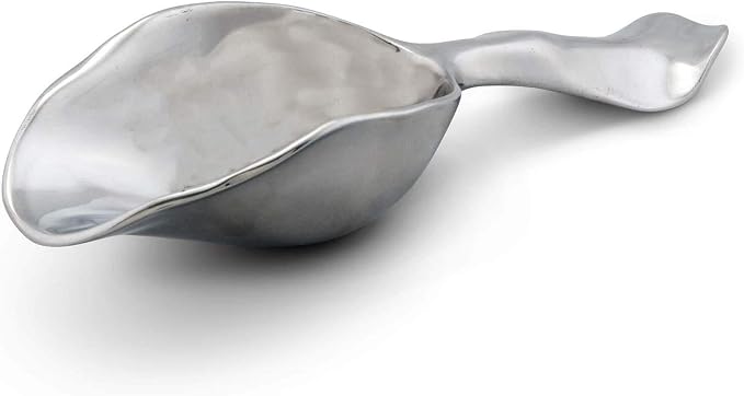 Arthur Court Modern Carmel Pattern Metal Handle Bar Ice Scoop, Dry Bin Scoop, Dry Goods Scoop, Candy Scoop, Spice Scoop Sand Casted and Hand Polished Aluminum 8 inch Long