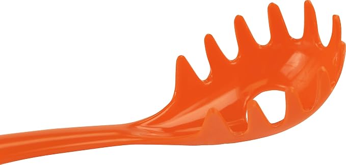 Spaghetti Spoon, Pasta Server, Fork with Ergonomic Handle, Heat Resistant, BPA Free11.5 inch Melamine Utensil by Reston Lloyd, 6 piece set, Orange