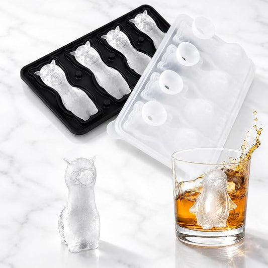 Alpaca Ice Cube Tray Mold - Cute Fun Whiskey Ice Molds Gifts for Women Men | 3D Alpaca Shape Cute Ice Molds for Whiskey Bourbon, 4-Hole Large Fun Shapes Funny Gifts, for Animals Lovers Women Men