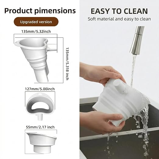 Upgraded Silicone Flour Funnel for KitchenAid Mixers, Foldable Longer Thickened Pour Baking Attachment Accessory, Fits KitchenAid 4.5-7QT Stand Mixer KSM150, Dishwasher Safe(White)