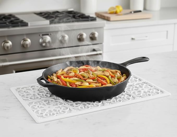 GASARÉ, Extra Large, Thick, Silicone Trivet for Hot Dishes, Pots, and Pans, Heat Resistant Mat for Countertop, Hot Pad for Kitchen, Easy to Clean, 21 x 12 x 3/8 Inches, White