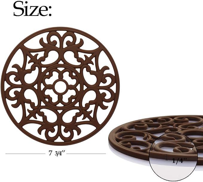 ME.FAN Trivets for Dishes/Pots/Pans, 3 Pcs Silicone Mats, Flexible/Durable/Non Slip Hot Pads to Protect Table and Counter Top (Coffee)