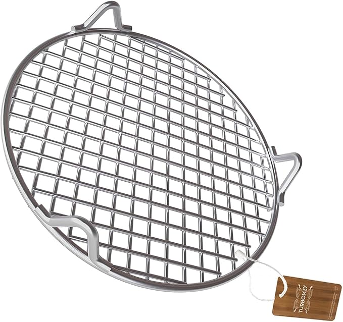 BBQ Rack 304 Stainless Steel Rack with Legs 12 Inches Round Cooking Grate Carbon Baking Net Grill Pan Grate Multi-Purpose Straight Wire Rack Steaming Cooling Rack (305mm/12")