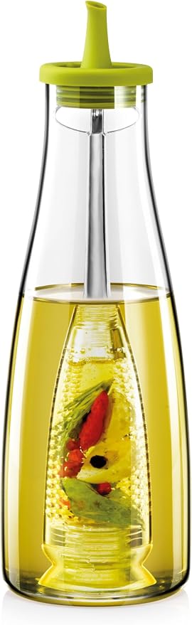 Tescoma Oil Dispenser Bottle with infuser 17 oz, with no-drip Spout, made of glass