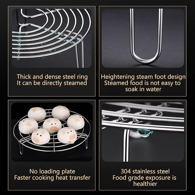 2Pcs Steam Rack, Heavy Duty Steaming Rack Stand, Stainless Steel Round Steamer Cooling Rack Trivet, Pot Steamer Insert Food Stand, Steaming Cookware Accessories(Size:19.5cm/7.68in)