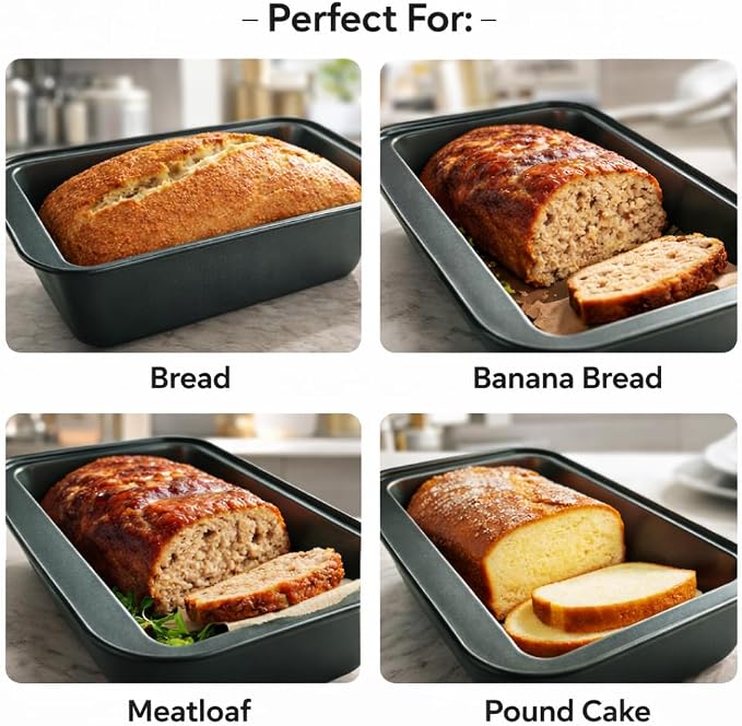 Wee's Beyond Non-Stick Loaf Pan 10x5 Inch Carbon Steel Bread Pan, Easy Release & Easy Clean Bread Baking Pan, Durable Banana Bread Pan for Homemade Bread & Meal Prep Baking