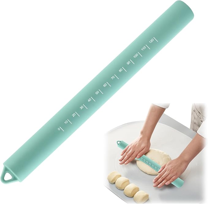 Non Stick Dough Roller Pins for Baking,Silicone Rolling Pin with Steel Core 10.39"/26.4cm (Green)