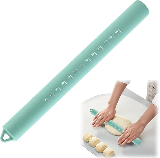 Non Stick Dough Roller Pins for Baking,Silicone Rolling Pin with Steel Core 10.39"/26.4cm (Green)