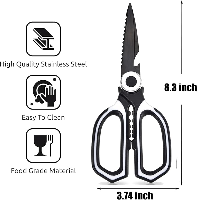 OMDAR 3-Pack Titanium Coated Kitchen Scissors – Rust-Resistant, Includes Magnetic Safety Cover for Easy Magnetic Mounting