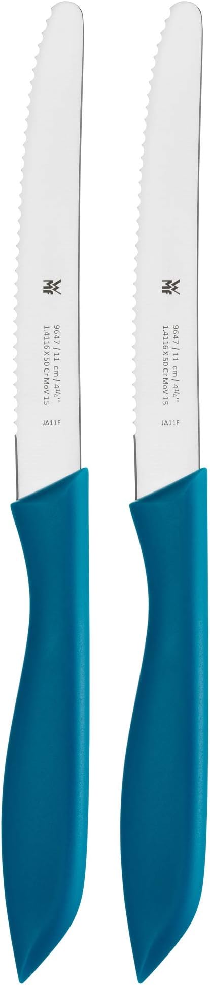 WMF Classic Line 6-Piece Bread Time Knife Set with Double Wave Cut Special Blade Steel Plastic Handle Length 11 cm Multi-Coloured