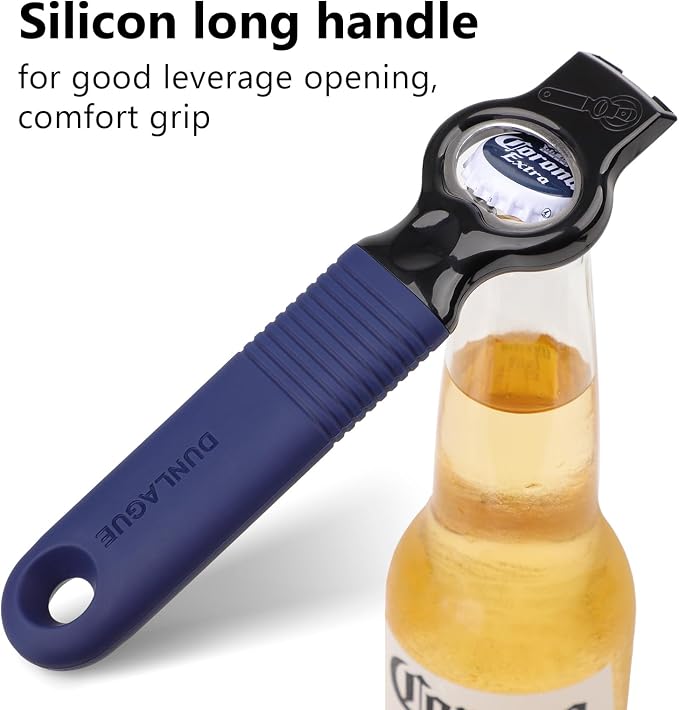 2-Pack Magnetic 2-in-1 Beer Bottle Cap & Soda Can Opener-Navy | Soft Silicone Handle with Built-in Magnet Sticks to Fridges / Easy Can Tab Opener for Bartenders, Seniors, and Long nails