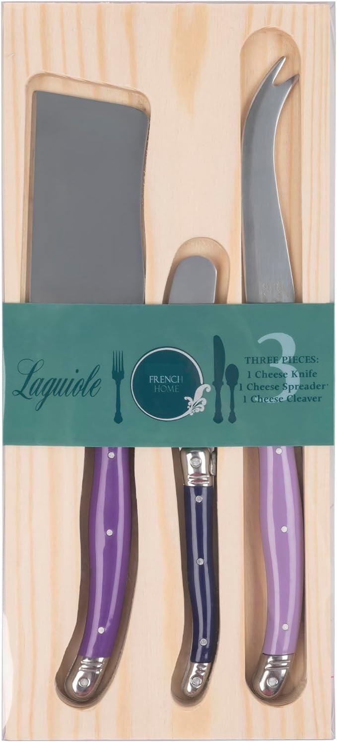 French Home Laguiole Set of 3 Cheese Knives - Plum Rose